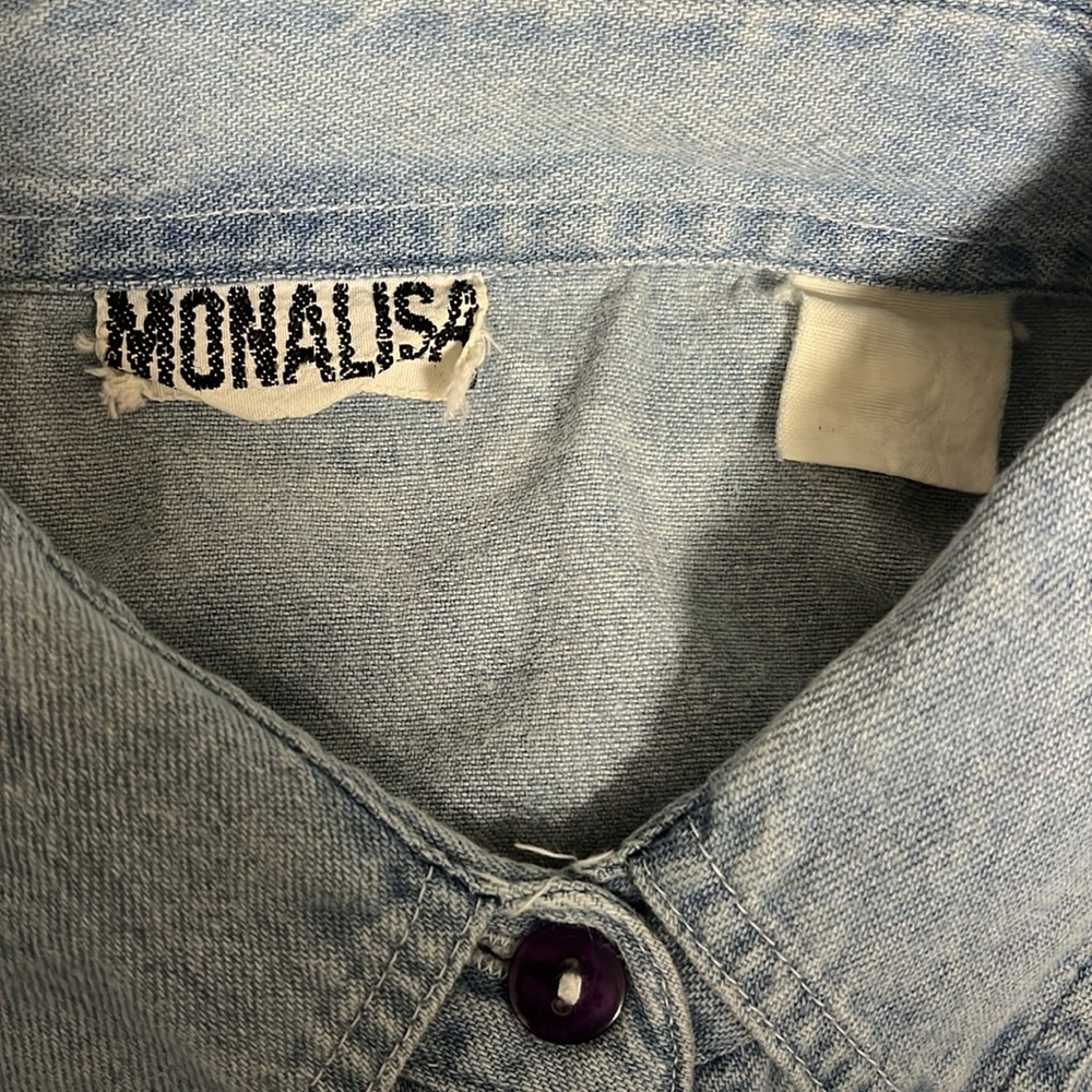 Mona Lisa 80s Patchwork Multi Color Button Denim … - image 8